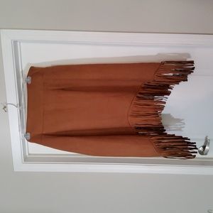 Women's camel brown fringed western skirt